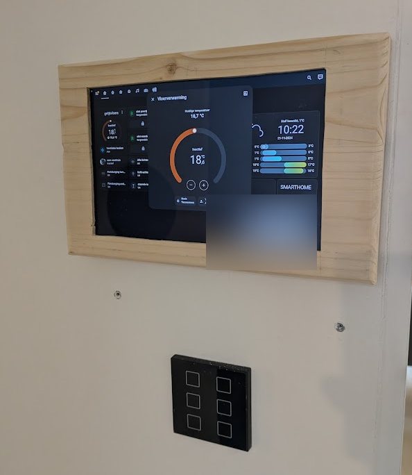 Het energiedashboard op een vast tablet-paneel in huis